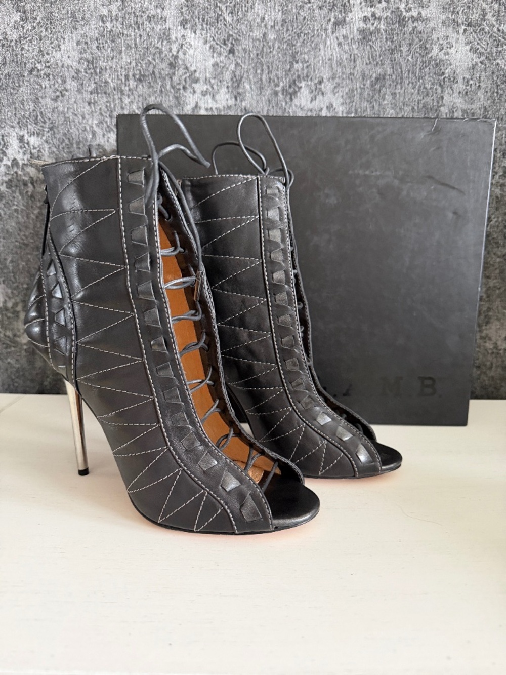 L.A.M.B. Tie Up Stiletto Boots